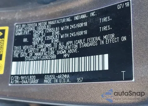 2018 Toyota Highlander Xle from USA, damaged, VIN 5TDJZRFH1JS902988